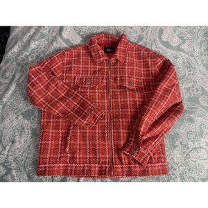 Men's Fashion Nova "Make‎ A Statement Trucker Jacket" - Red/Combo XXL 2XL